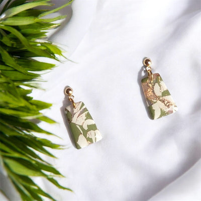 Boucles Mini Rectangles Marbrés Verts