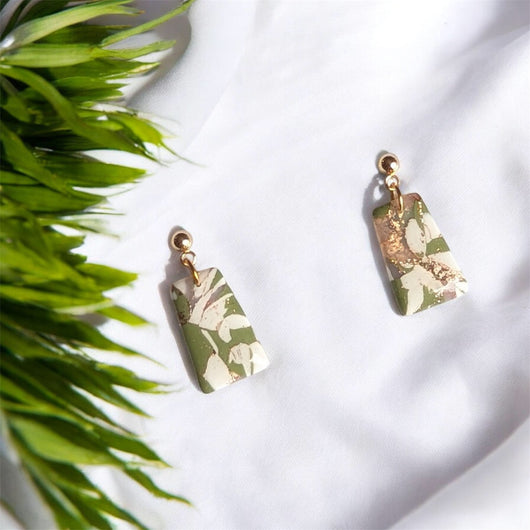 Boucles Mini Rectangles Marbrés Verts