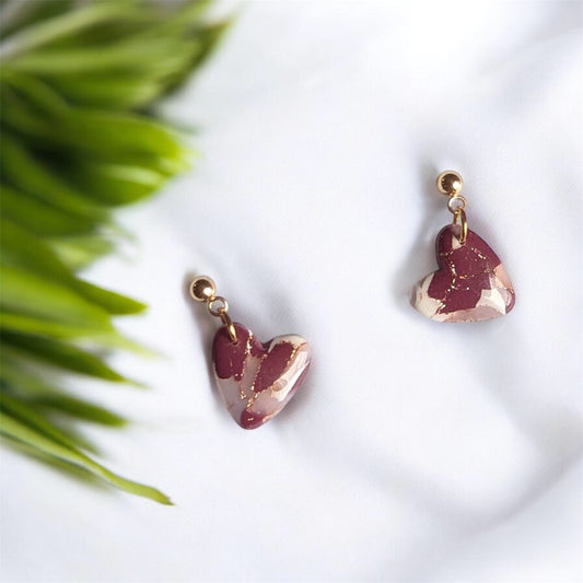 Boucles Mini Cœurs Marbrés Prunes