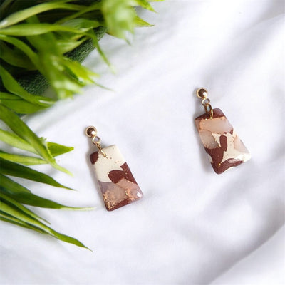 Boucles Mini Rectangles Marbrés Marrons