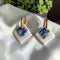 Double carré Blanc nacré + marbré Bleu Cobalt