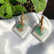 Double carré Blanc nacré + marbré Turquoise