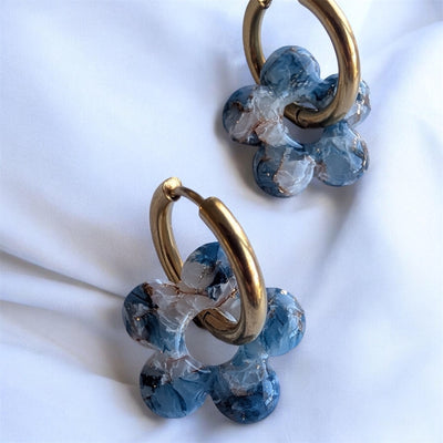 Fleurs effet pierre Bleues & Or