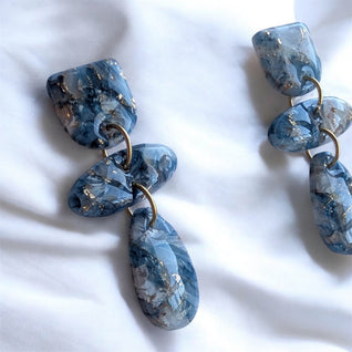 Boucles Glitra effet pierre Bleu & Or