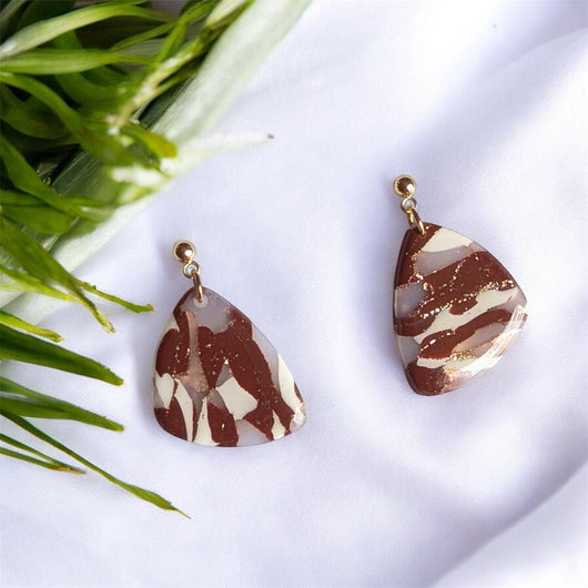 Boucles d’oreilles Marbrées Marrons