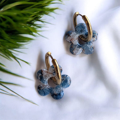 Fleurs effet pierre Bleues & Or