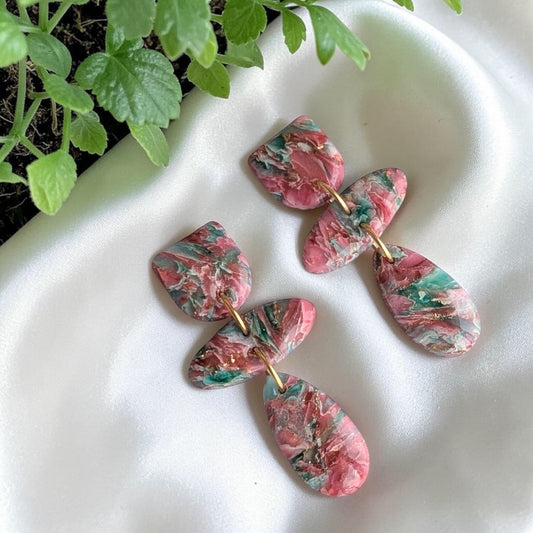 Boucles Glitra Marbrées Rose Bleu & Or