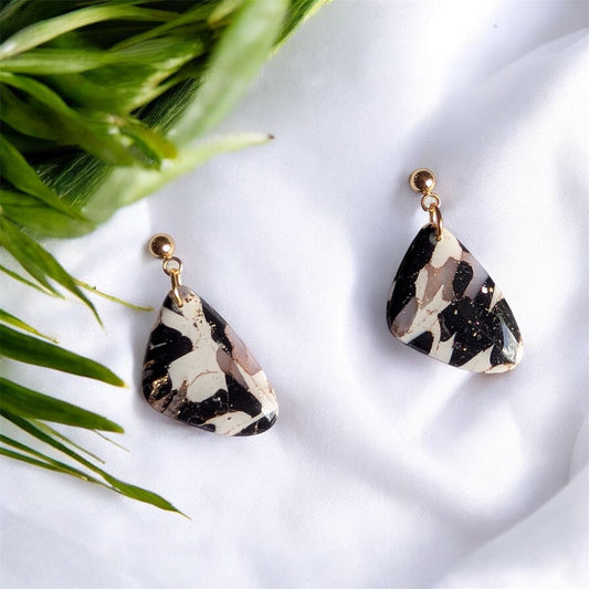 Boucles d’oreilles Marbrées Noires